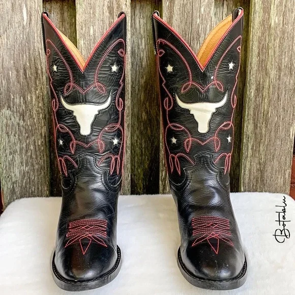 SOLD Justin Boots Steer Head Short Cowgirl Cowboy Western Boots Fits Women’s 7 - Picture 7 of 8